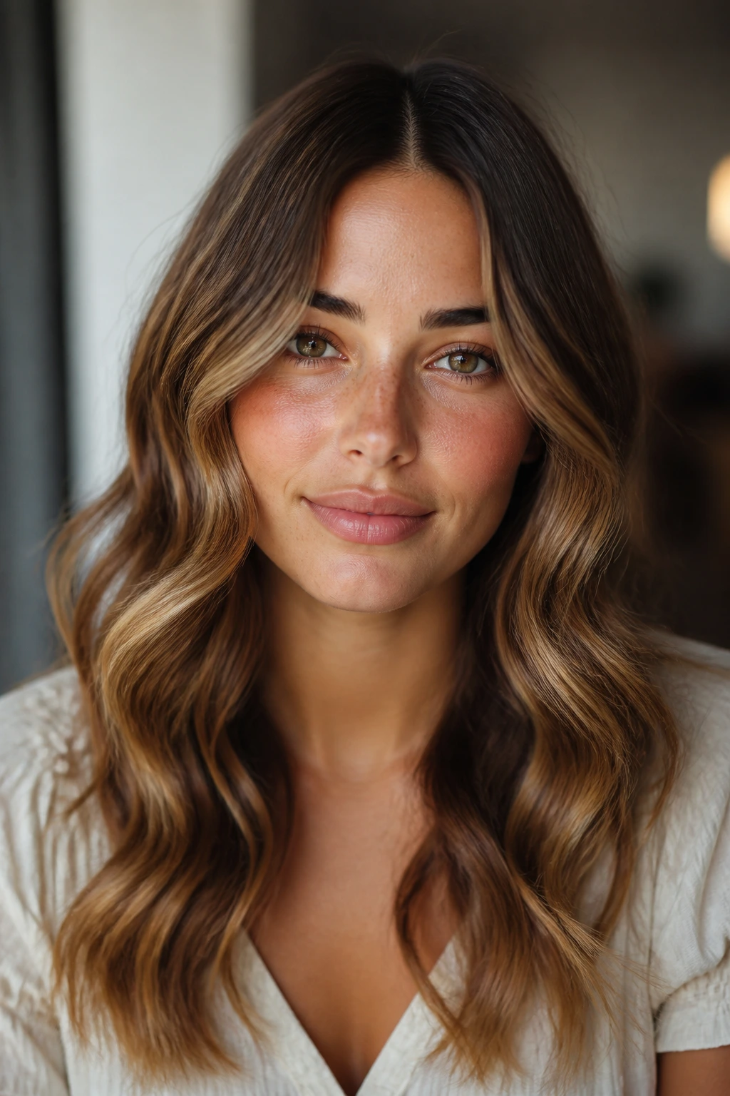 Center-part with soft S-bends framing the face