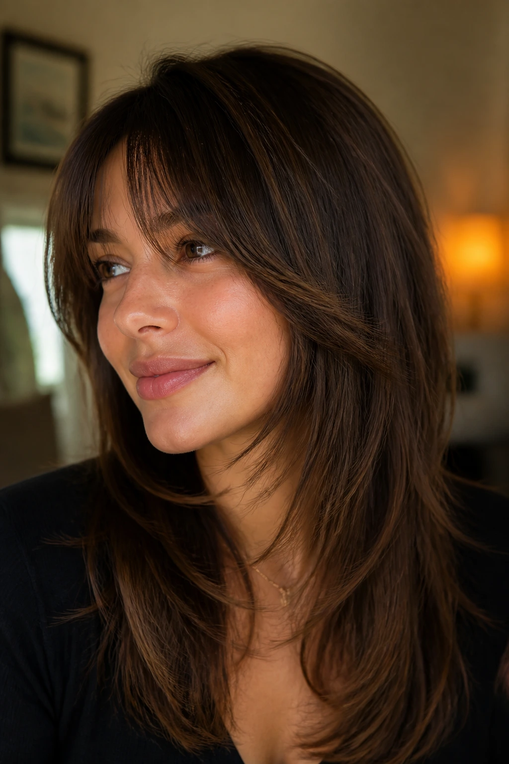 Close-up of cheekbone-brush layers breaking up width on a real person.