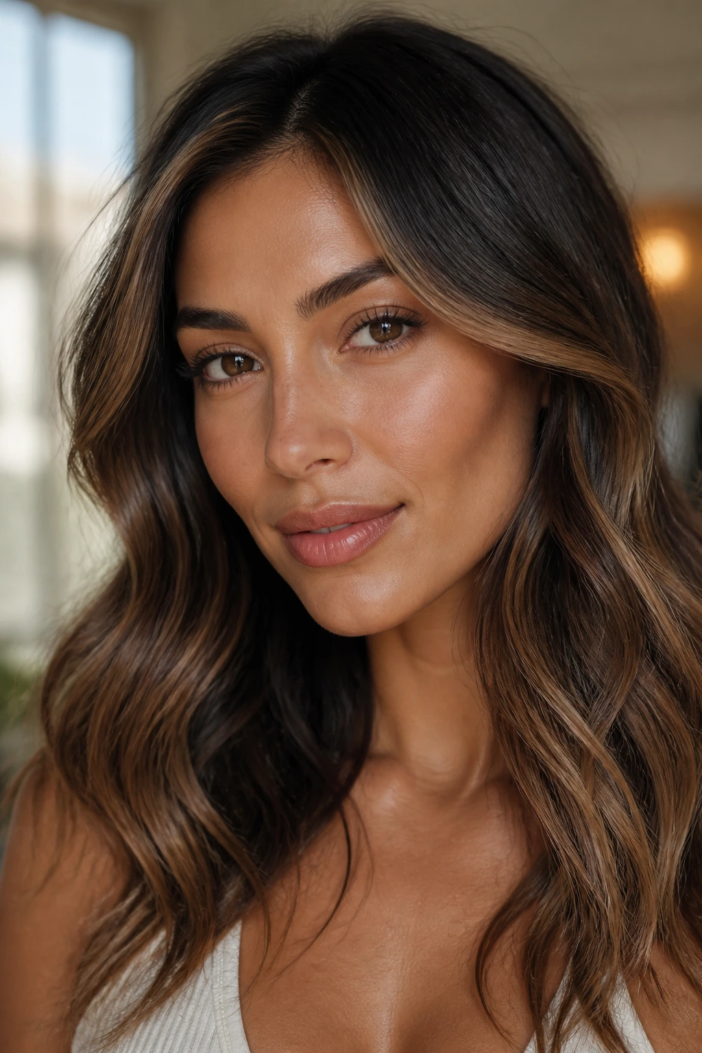 Close-up showing cheekbone contour with sculpted cheekbone strips
