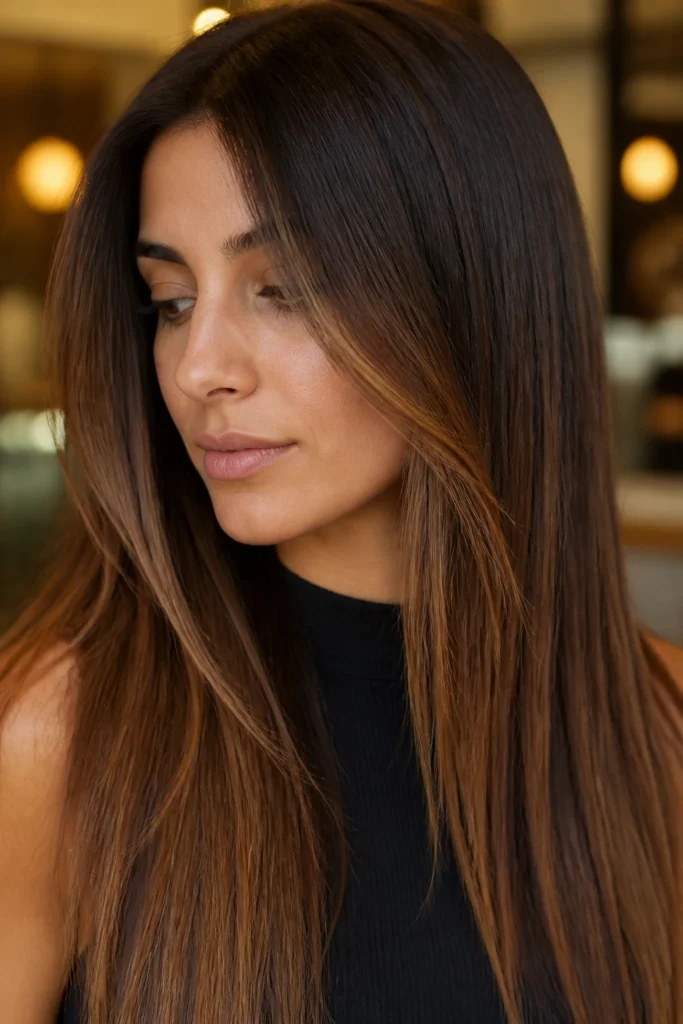 25 Brown Fall Straight Highlights for Olive Skin