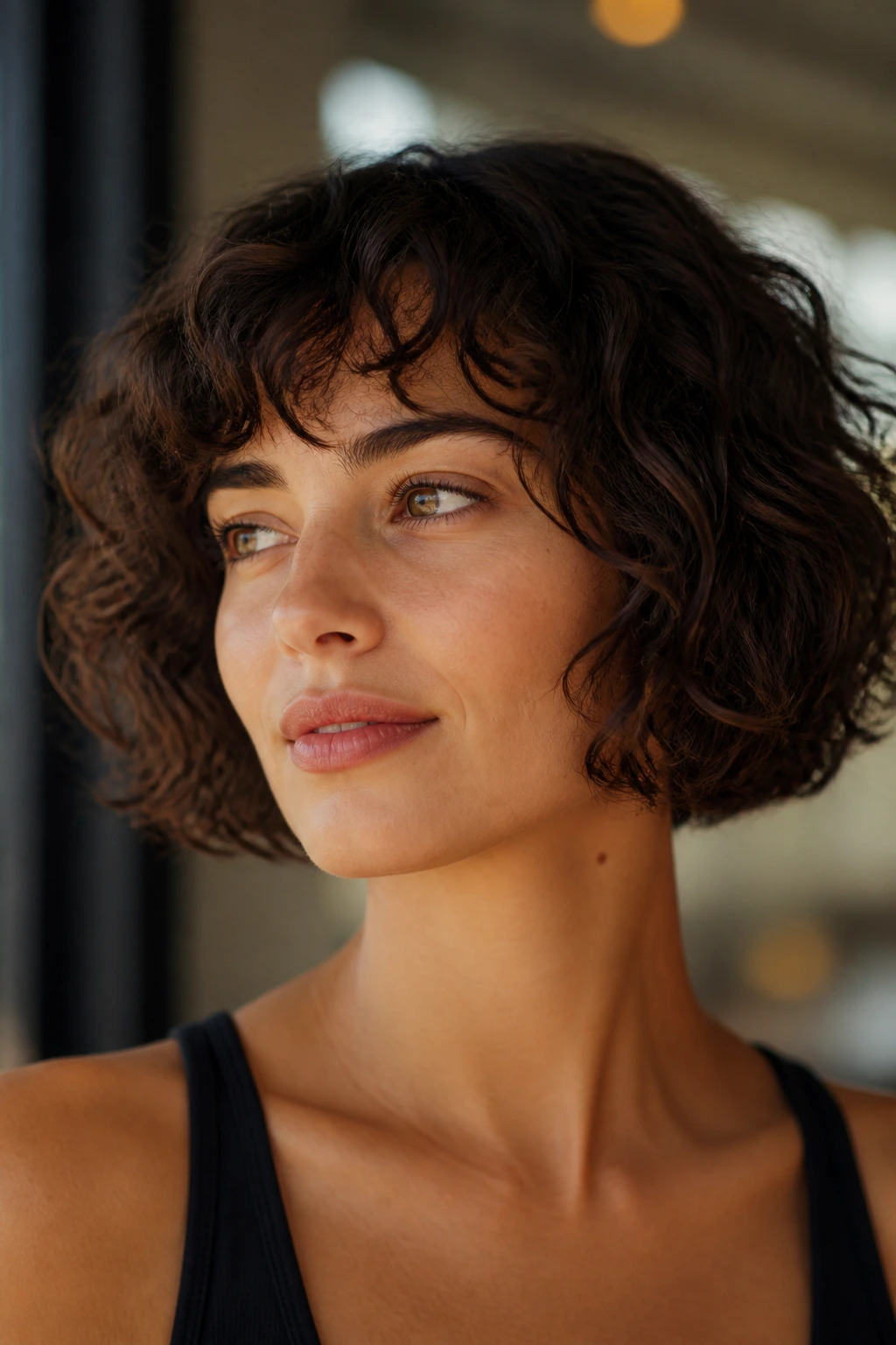 Close-up portrait of a woman with chin-grazing French bob