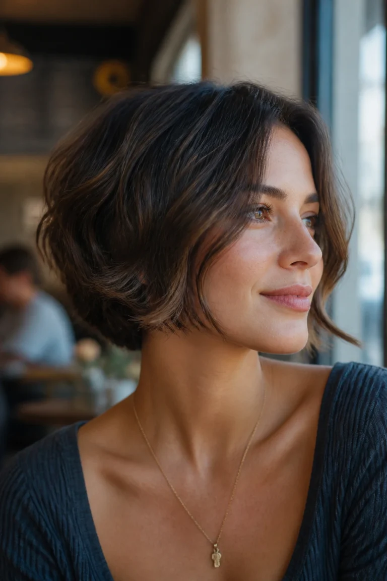 25 Textured Stacked Bobs for Oval Faces with Wavy Hair