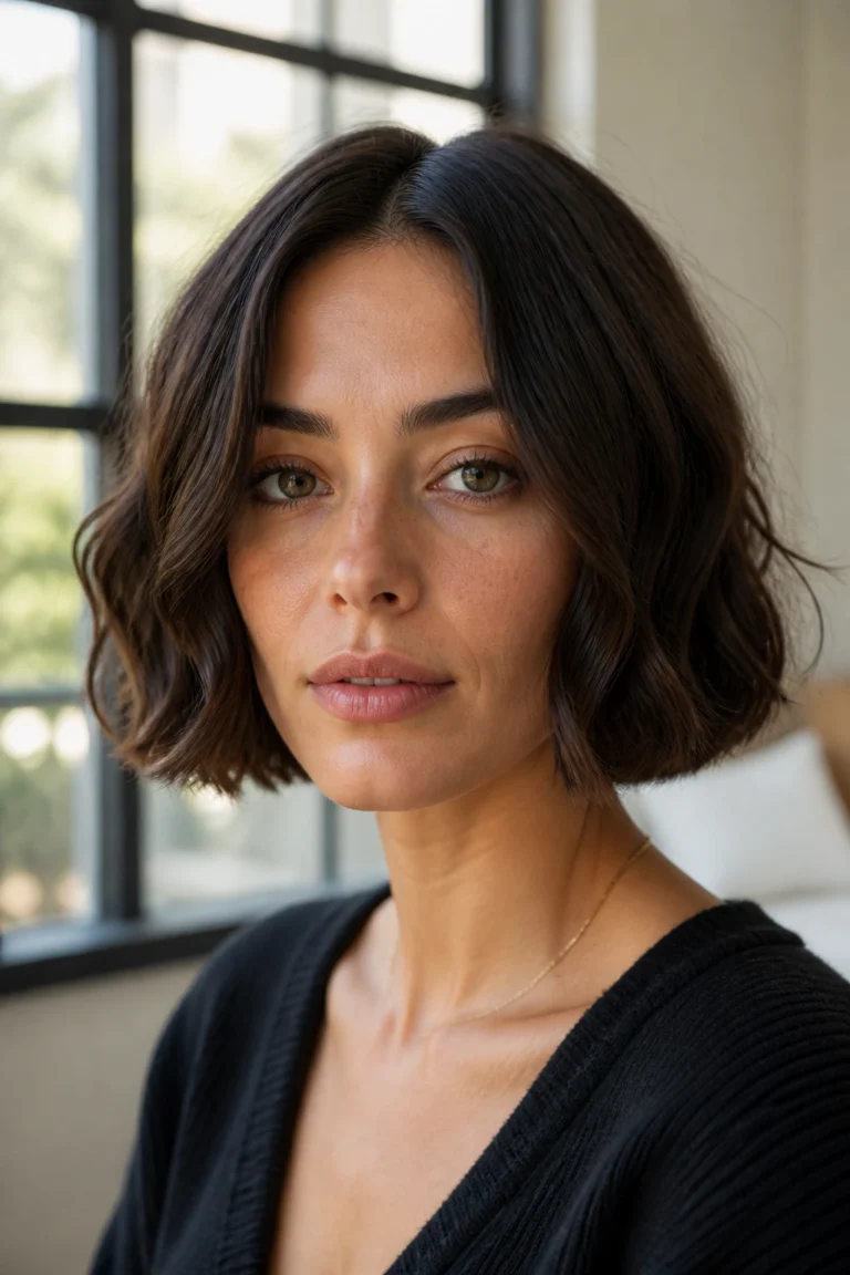 28 Chin Length Center Part Bobs for Wavy Hair