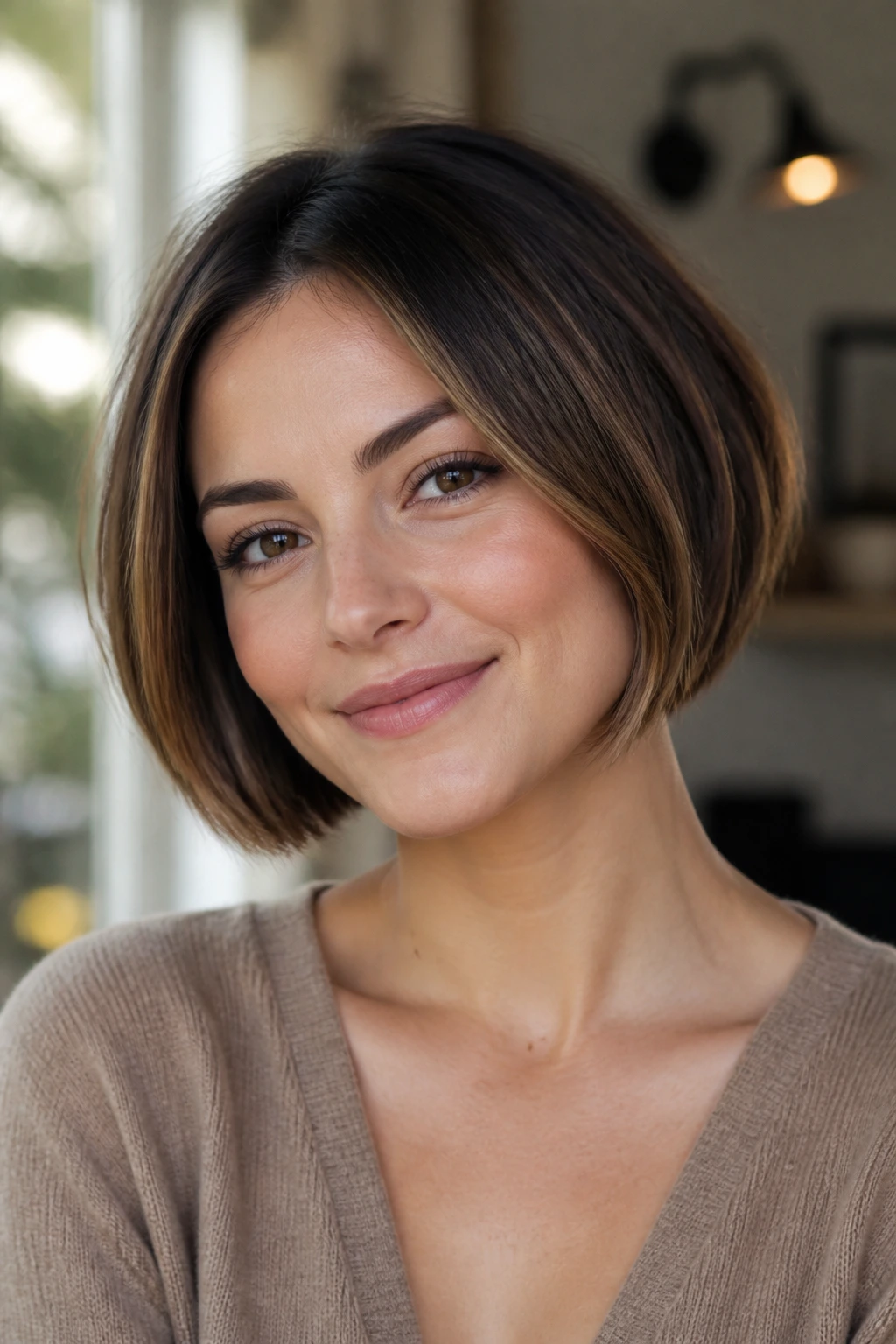 Real person with chin-length bob framing the face