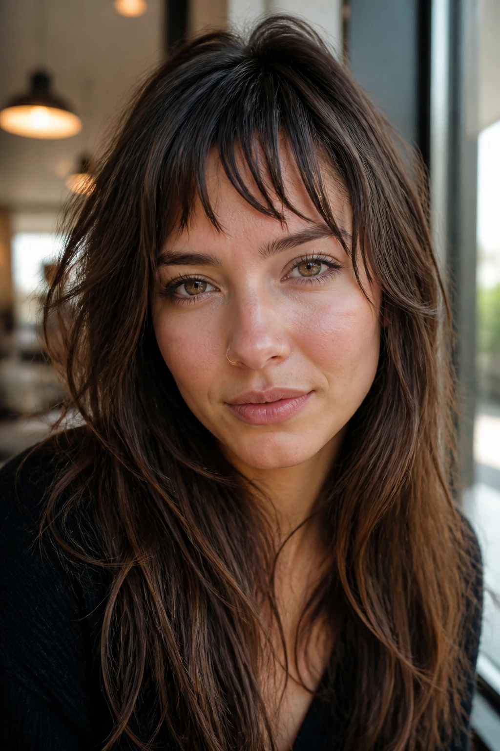 Choppy fringe uneven edge on real woman with texture