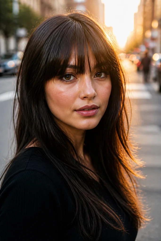 25 Chunky Bangs for Long Hair and Round Faces