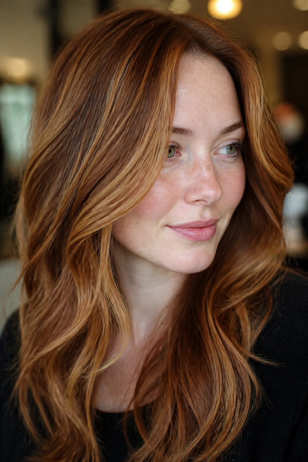 Portrait showing cinnamon caramel ribbons through front and top layers