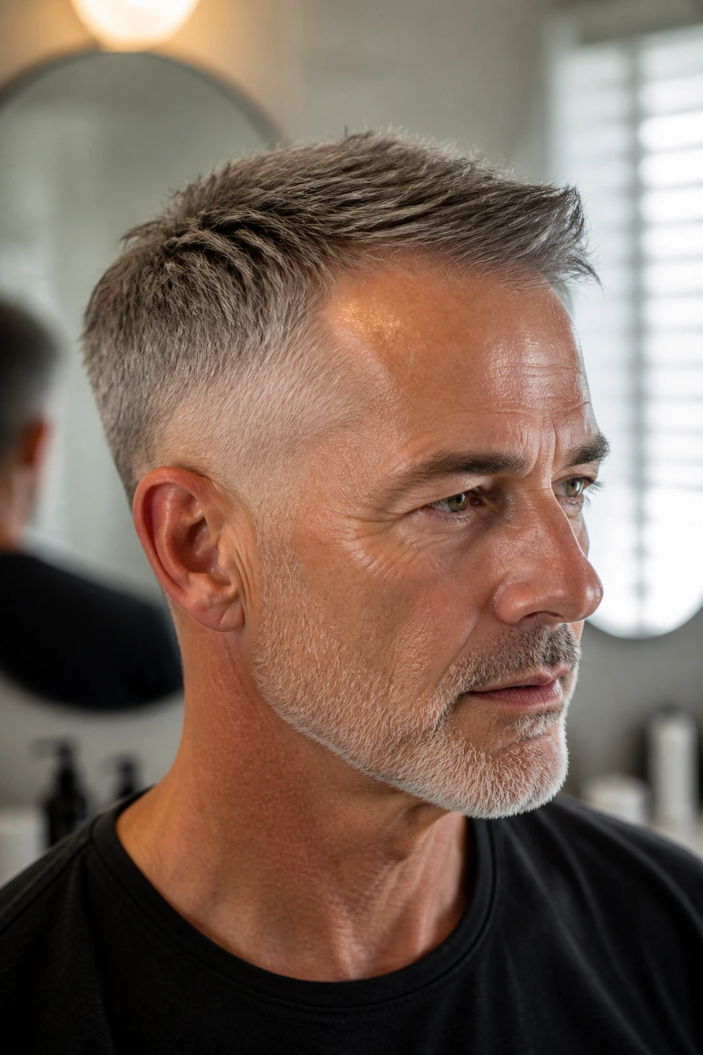 Portrait of man with a clean taper that grows out evenly