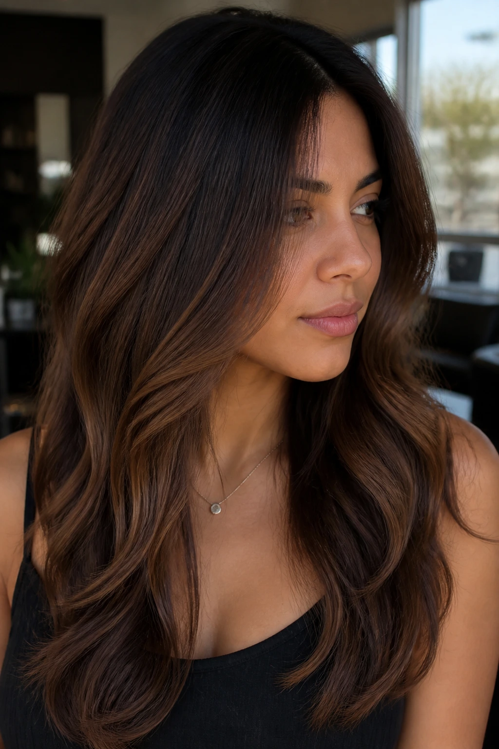 Close-up of real hair showing cocoa melt with a soft root transition