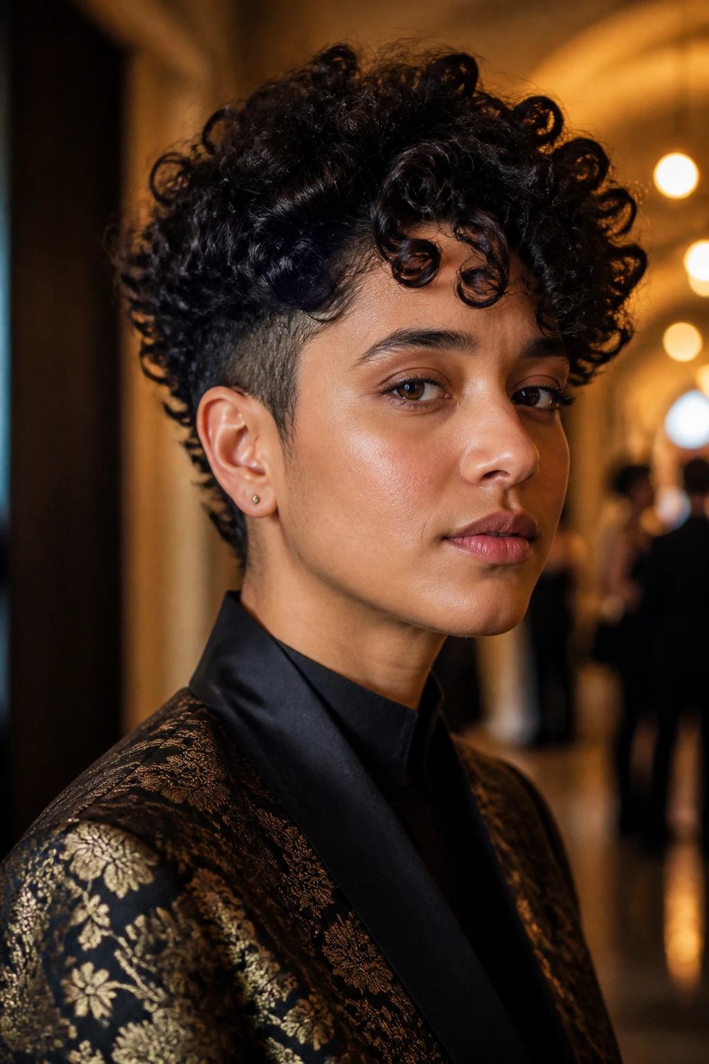 Person with coil-forward nonbinary curly haircut showing a defined silhouette.
