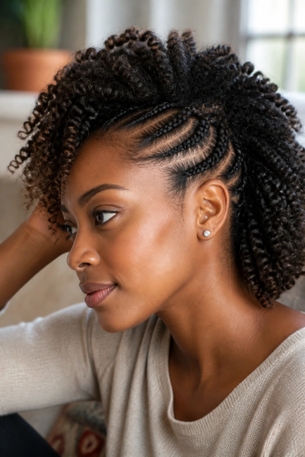 Close-up of lush coily curls on a real person