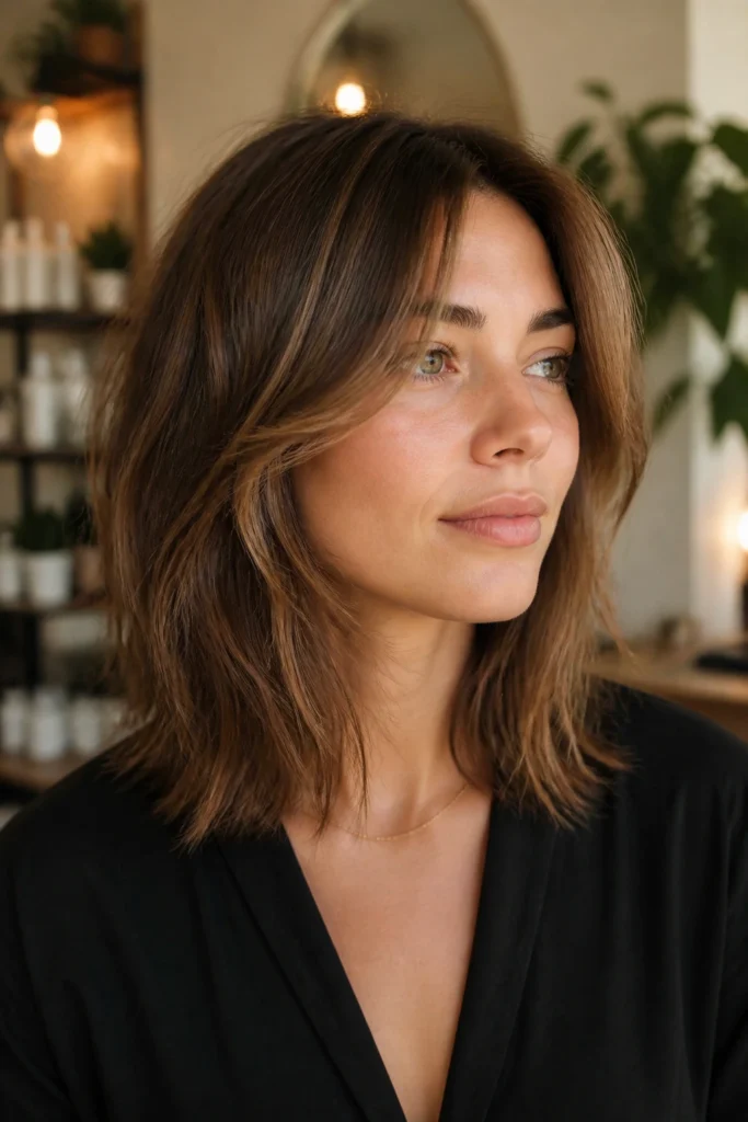 25 Layered Towards Face Haircuts for Medium Hair