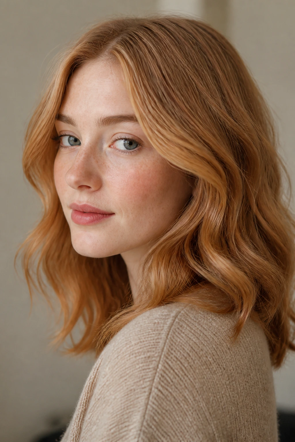 Portrait of a person with strawberry blond hair illustrating how to brief a colorist