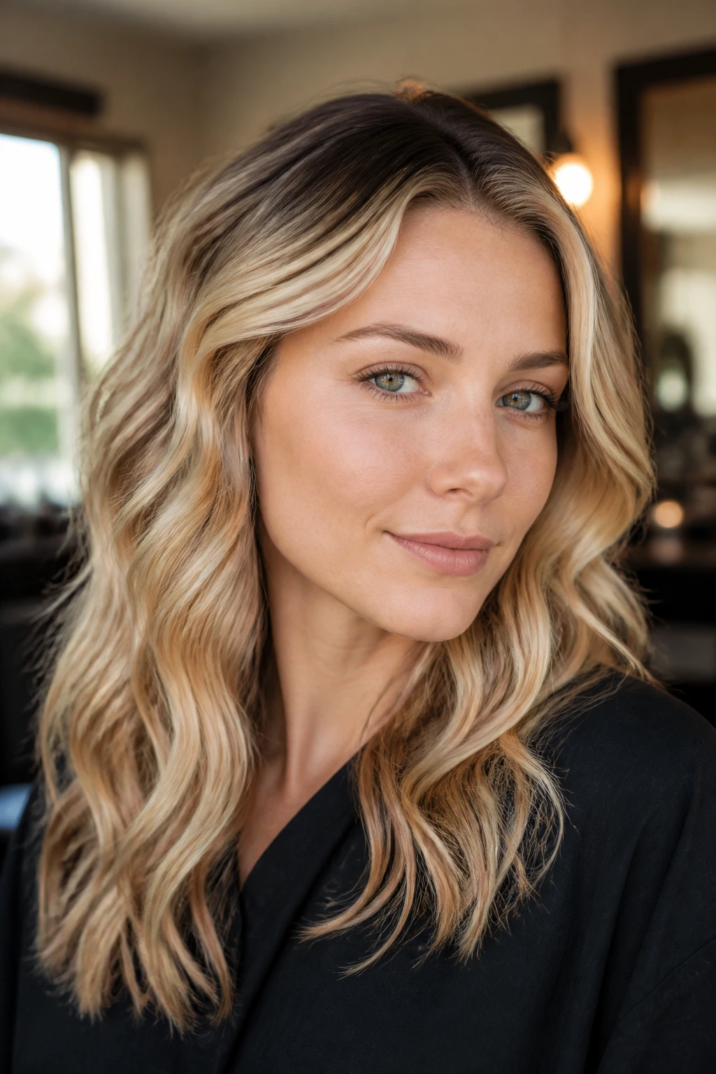 Close-up portrait showing temple and jaw contour lighting on a real person with warm glow