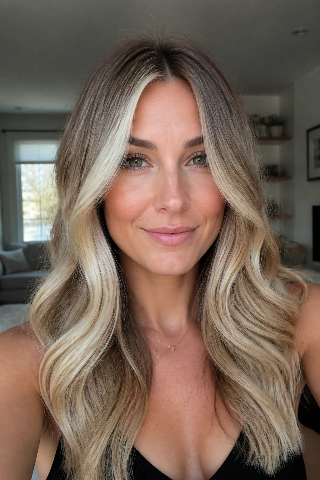Portrait illustrating cool-blonde placement concepts with face-framing vs root shadow