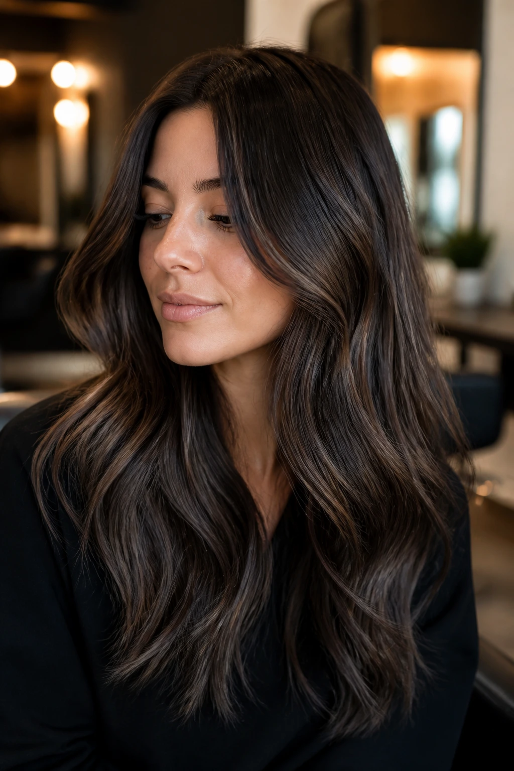 Portrait of brunette with chestnut hair and smoky veil.