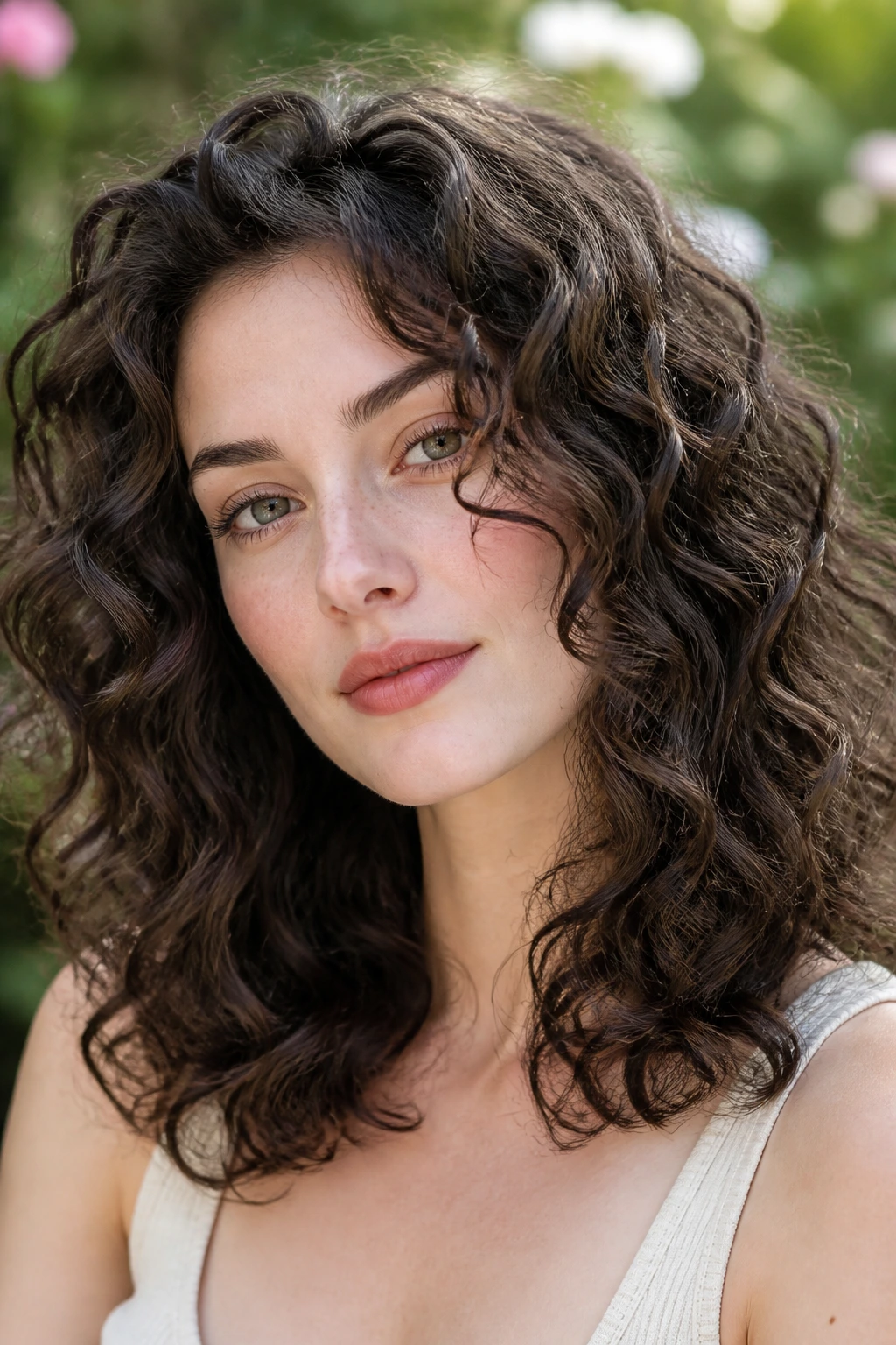 Real woman with cool cocoa curls