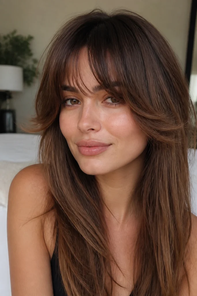 25 Crescent Bangs for Long Hair and Square Faces