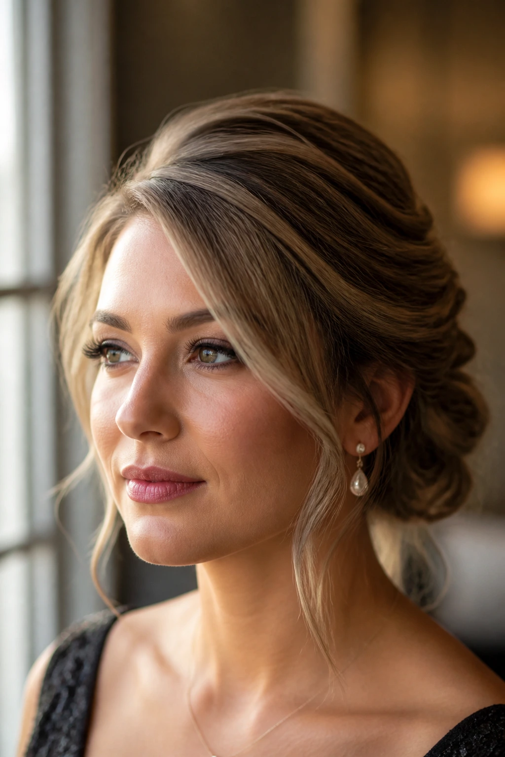 Portrait highlighting crown lift and diagonal part for a polished look