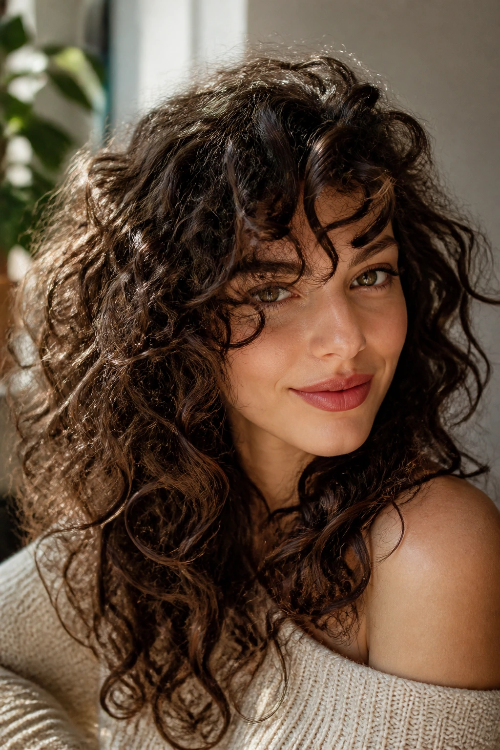 Portrait of person with defined curls showing shape and bounce