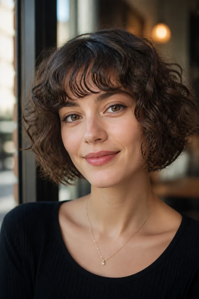 22 Unique Hairstyles for Curly Hair with Curtain Bangs