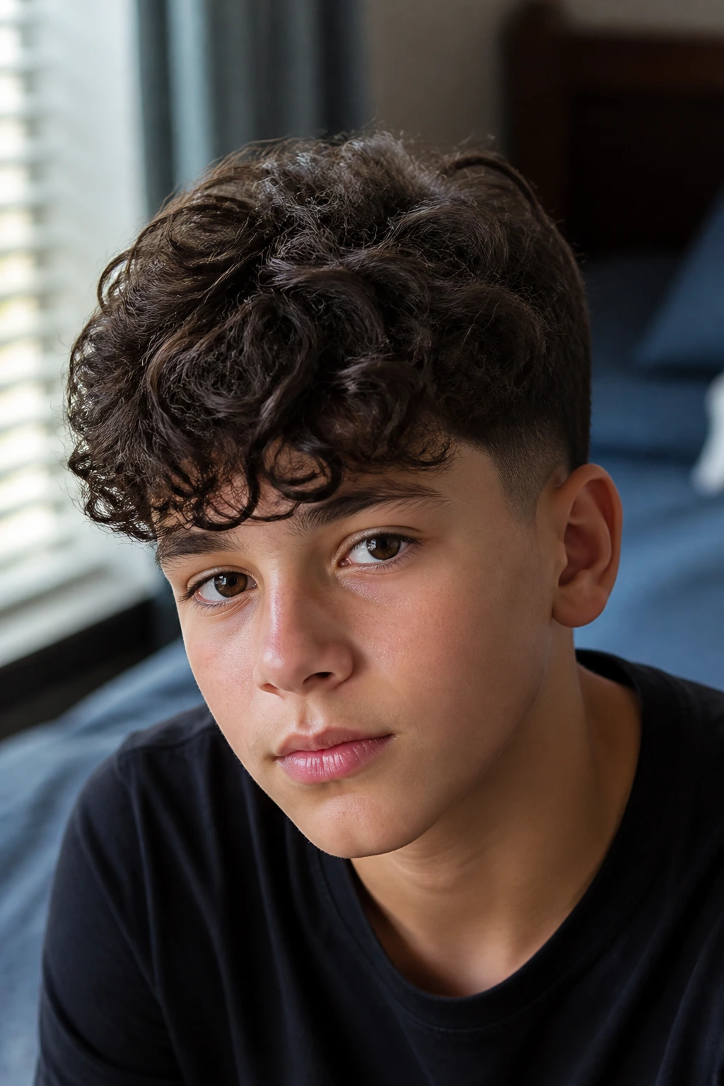 Portrait of a boy with soft fringe and tapered sides