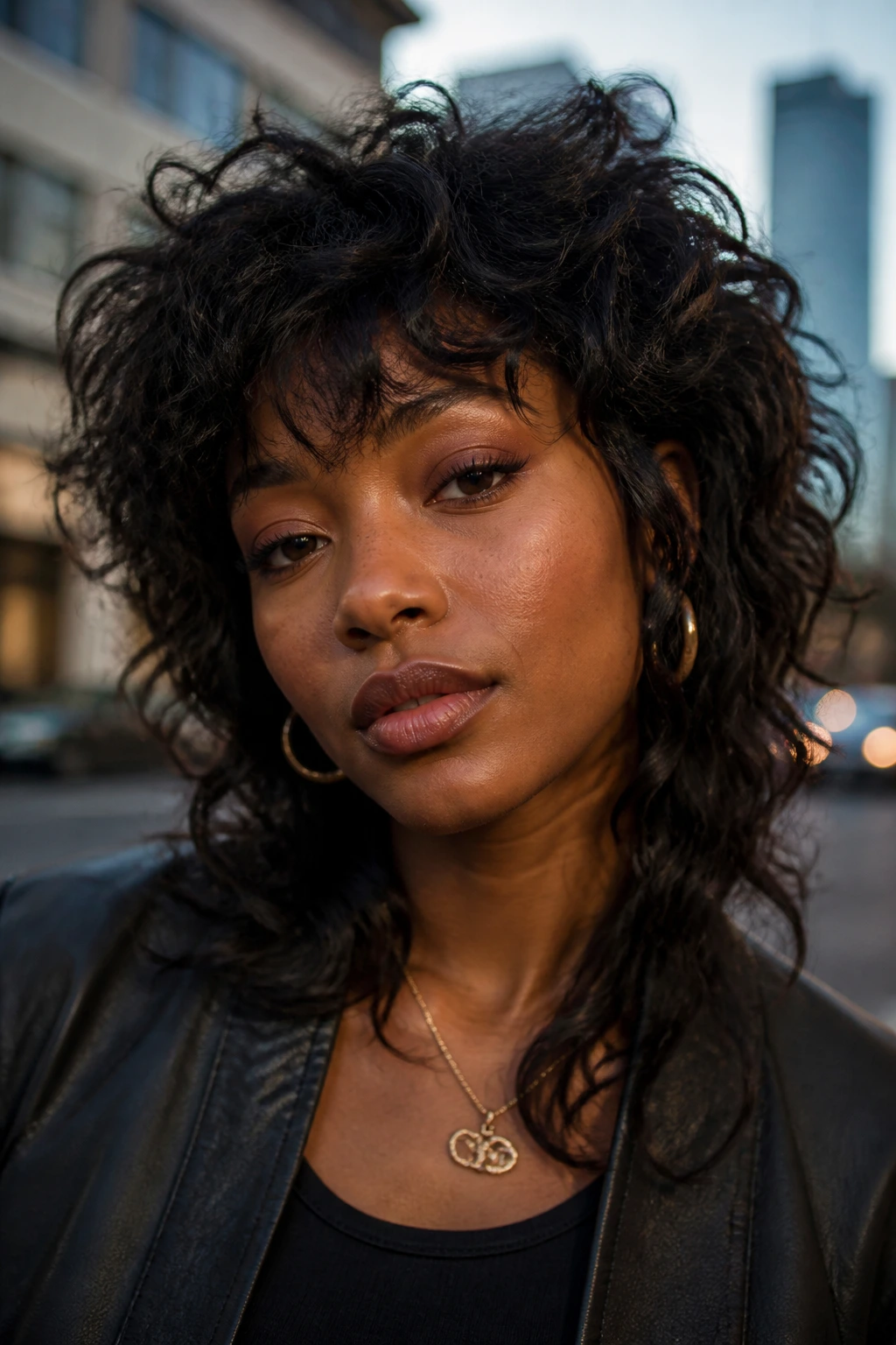 Curly shag hairstyle on a real person