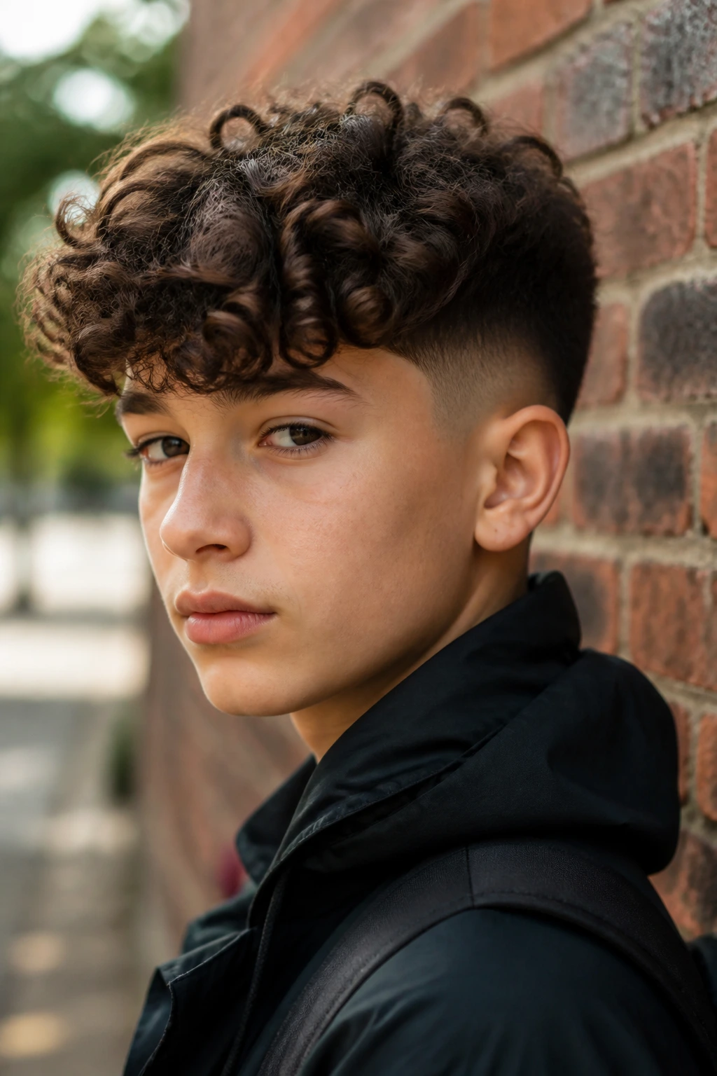 Boy with a curly undercut and defined top