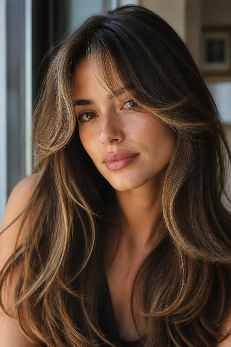 25 Long Korean Layers for Thin Hair with Caramel Highlights