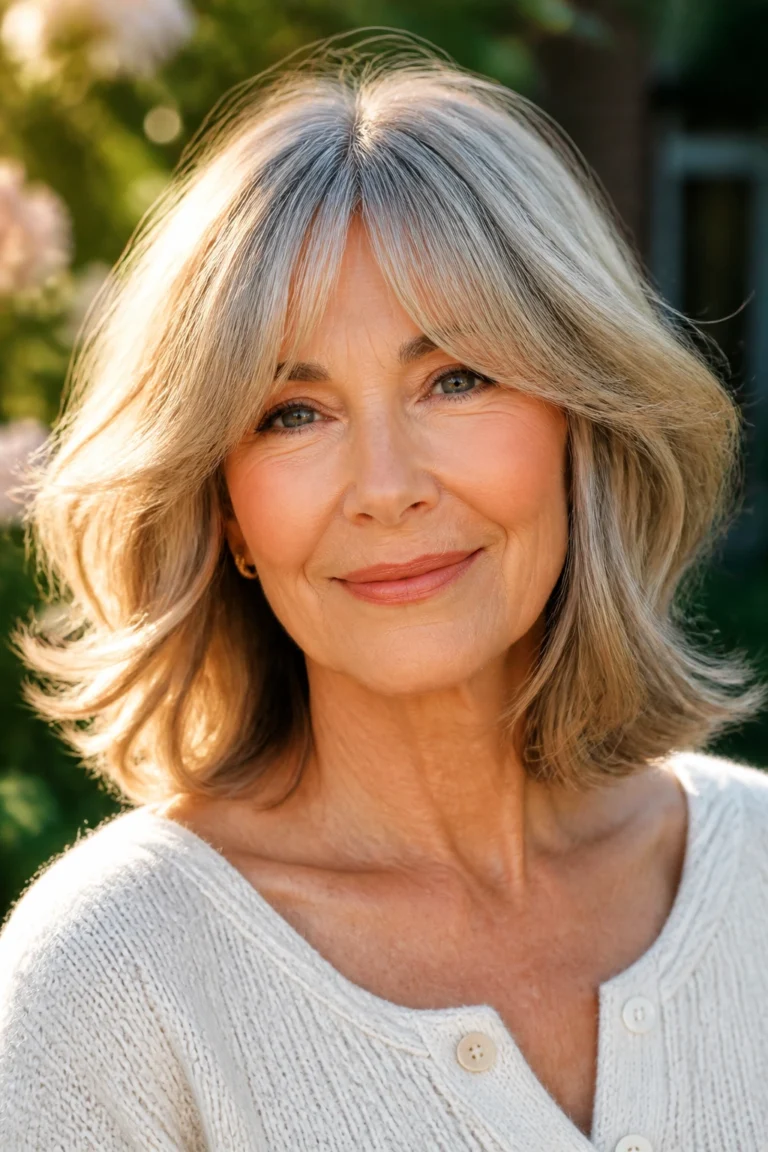 22 Fine Hairstyles for Women Over 60 with Curtain Bangs