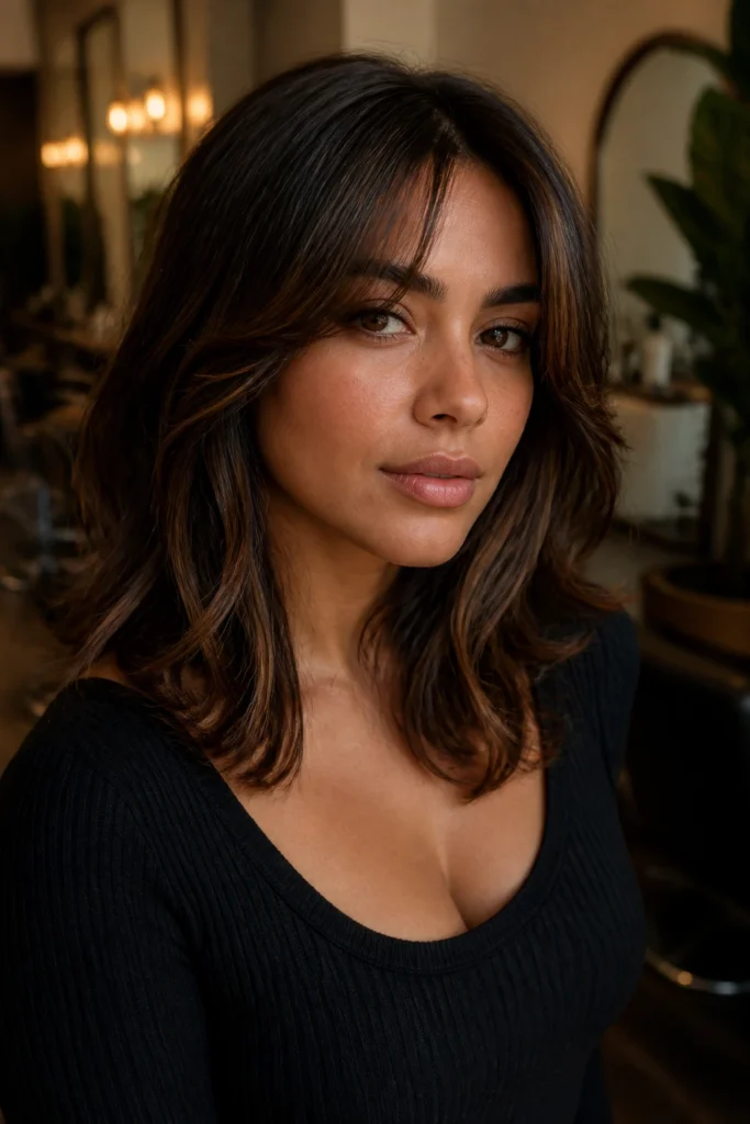 25 Brunette Haircuts for Medium Skin Tones with Wavy Hair