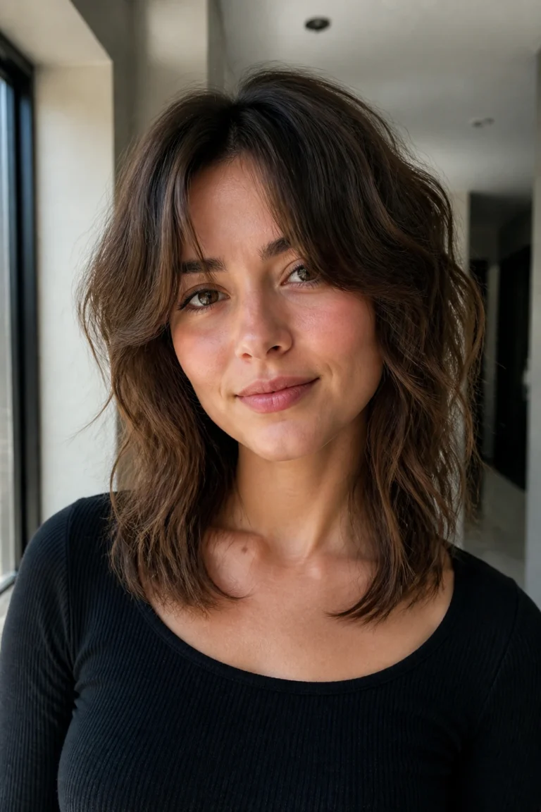 22 Fine Wolf Cuts for Wavy Hair and Round Faces