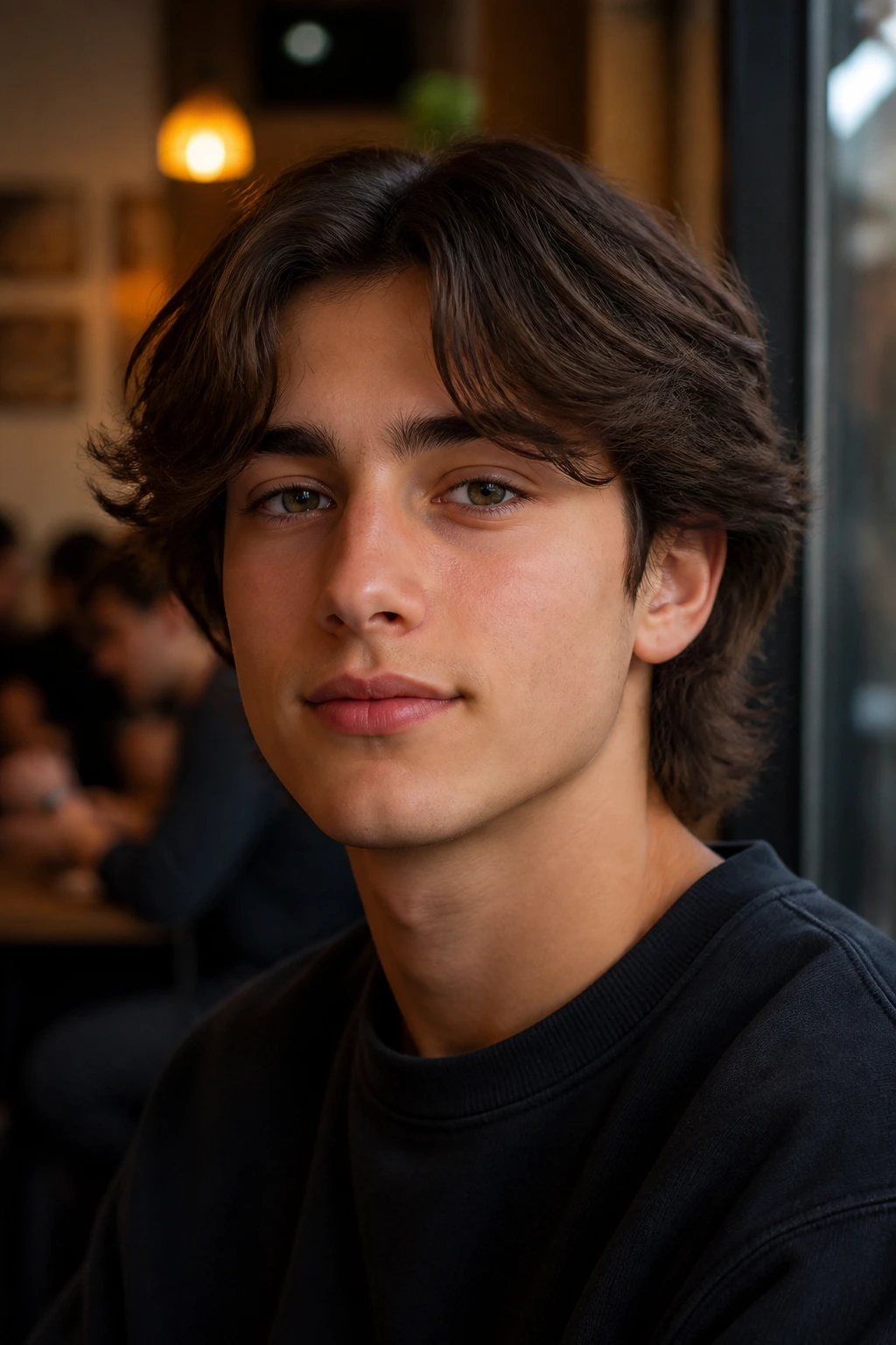 Portrait of a boy with curtain fringe and long sides