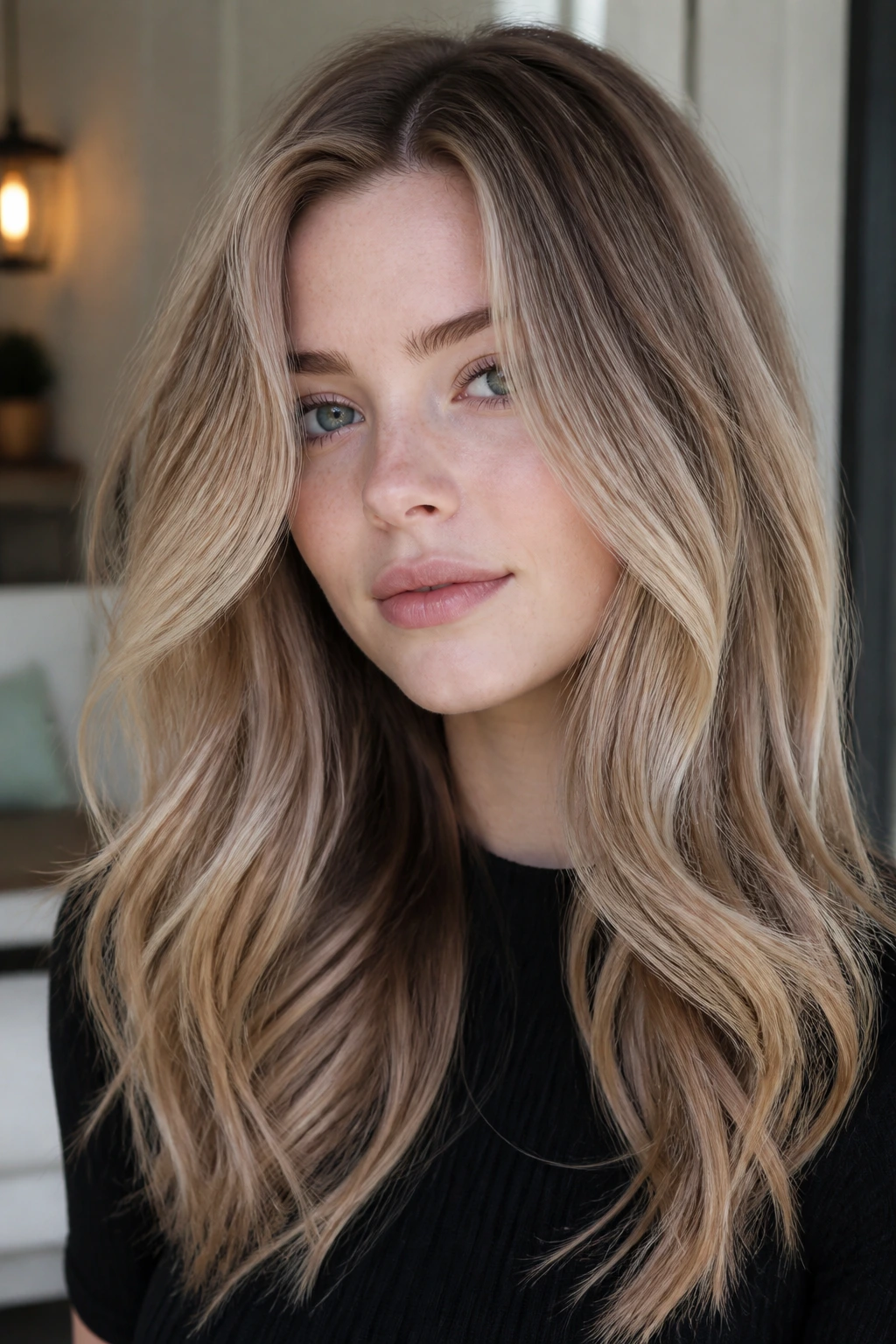 Portrait of a pale-skinned woman with dark blonde tones suited for pale skin