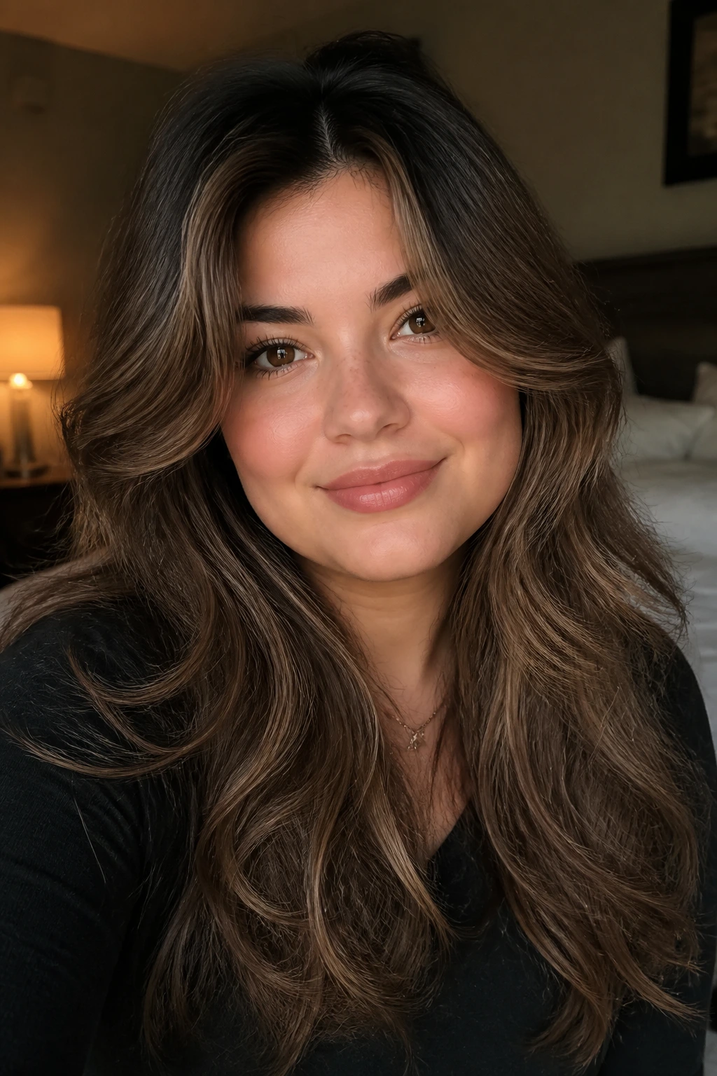 Portrait of a real person with day-two hair showing a soft bend in the front pieces