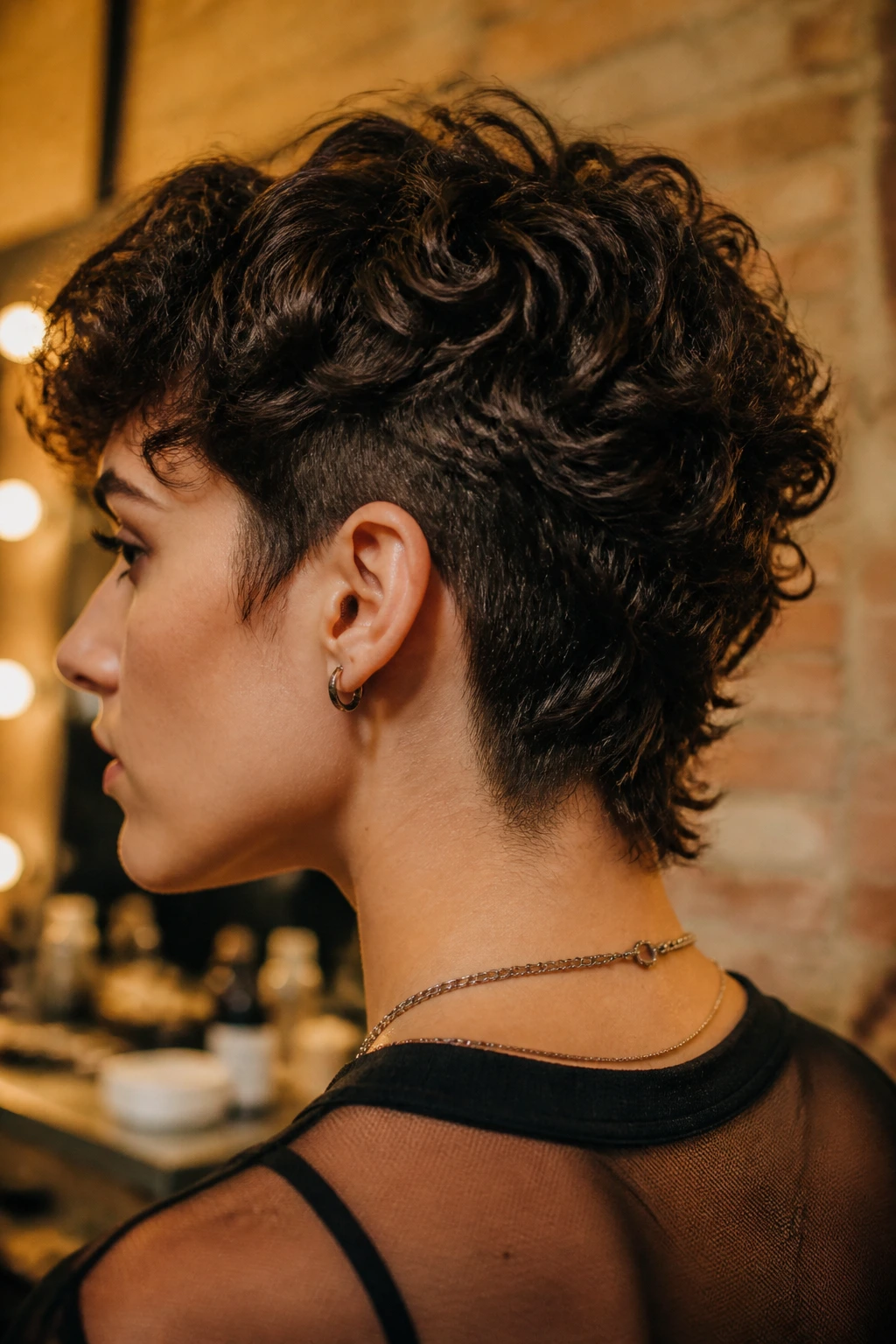 Portrait of a person with deconstructed mullet and tapered nape