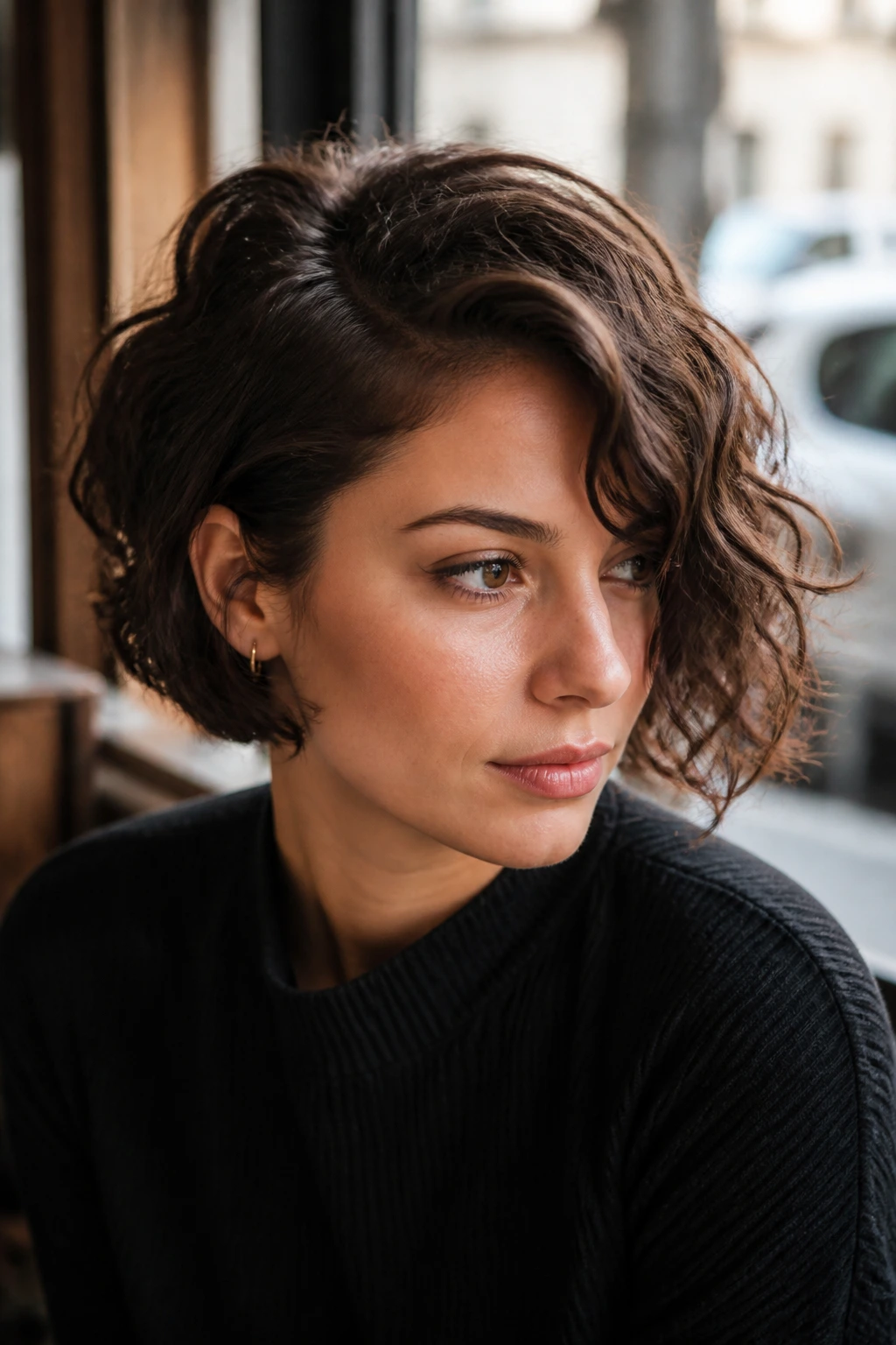 Close-up of a real person with The Deep Side-Part Crop showing a dramatic deep side part