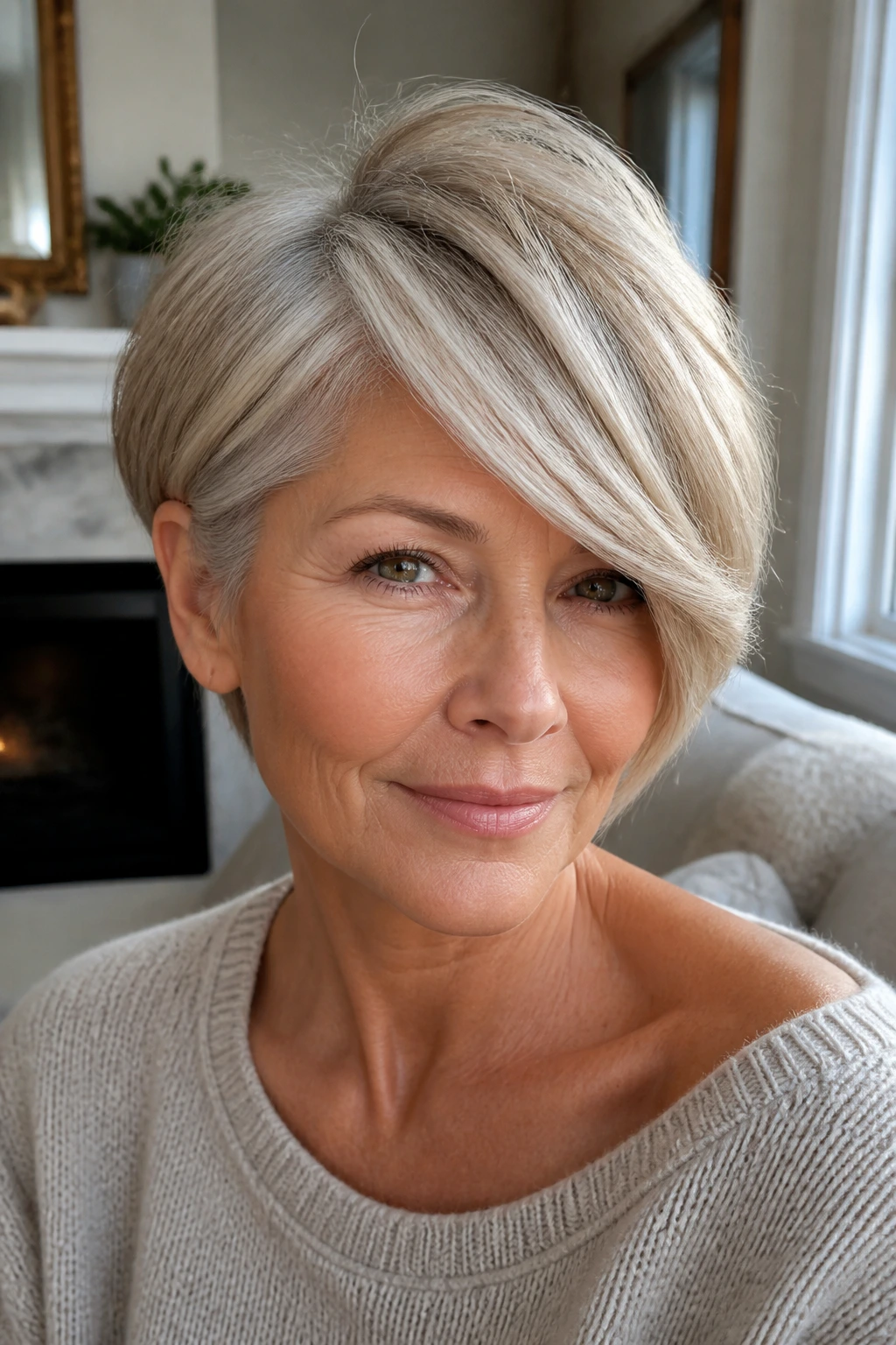 Real woman with deep side-part crop portrait