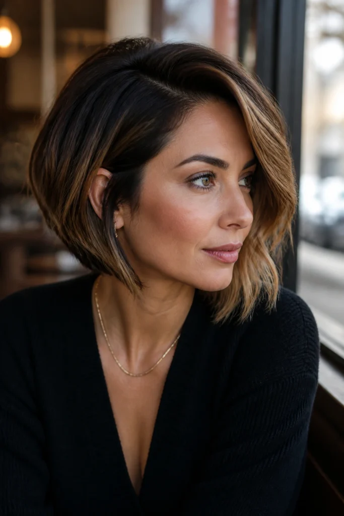 25 Short Inverted Bobs for Wavy Hair with Caramel Highlights