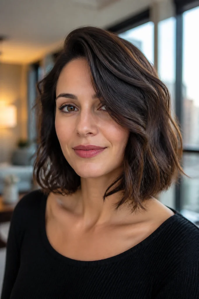 22 Wavy Mid Length Haircuts for Round Faces