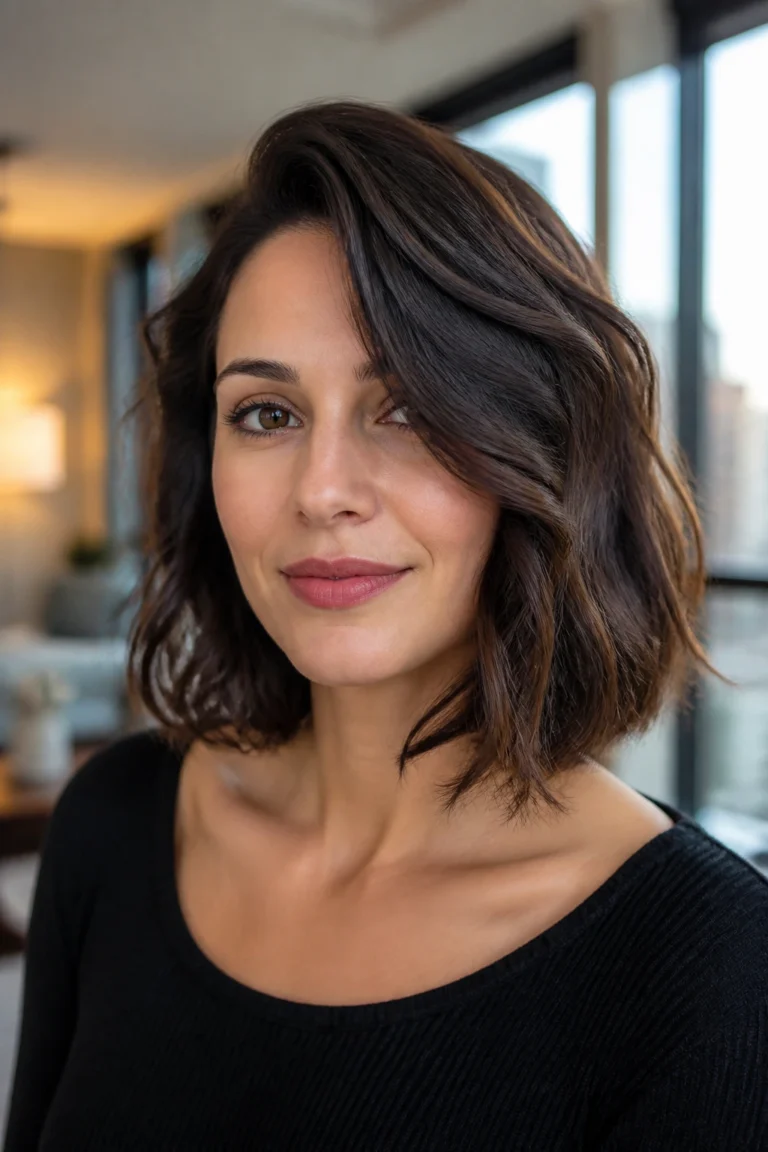 22 Wavy Mid Length Haircuts for Round Faces