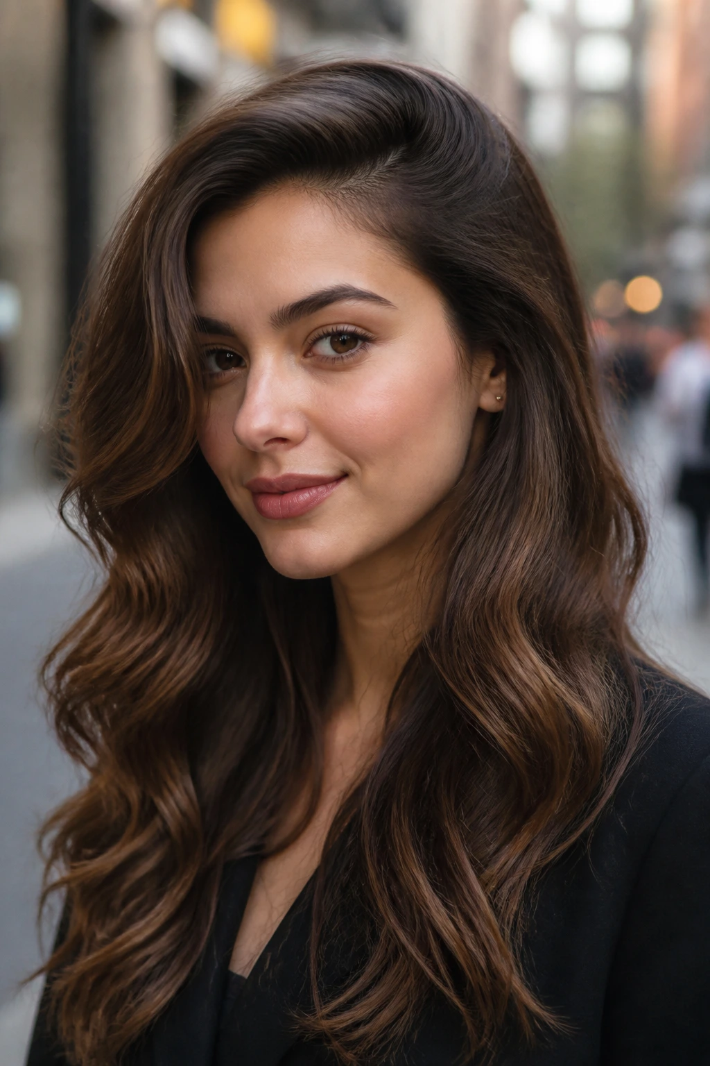 Real person with a deep side-part waves hairstyle