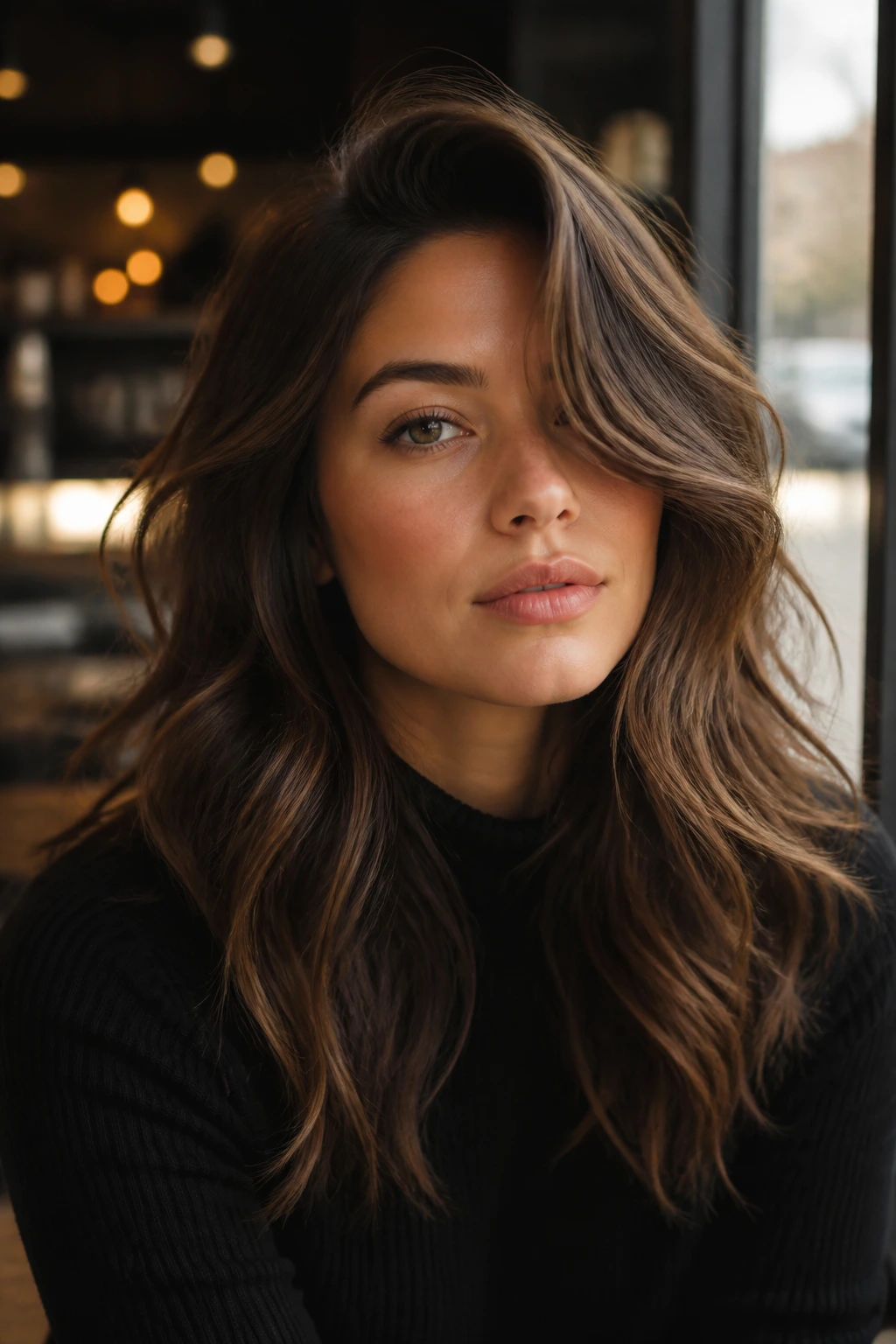 Close-up of a person with a deep side-part curtain wave framing the cheek
