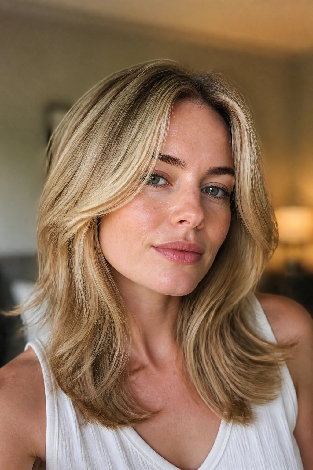 Close-up of a real person with defined layers at the cheekbone and jaw giving the appearance of fullness