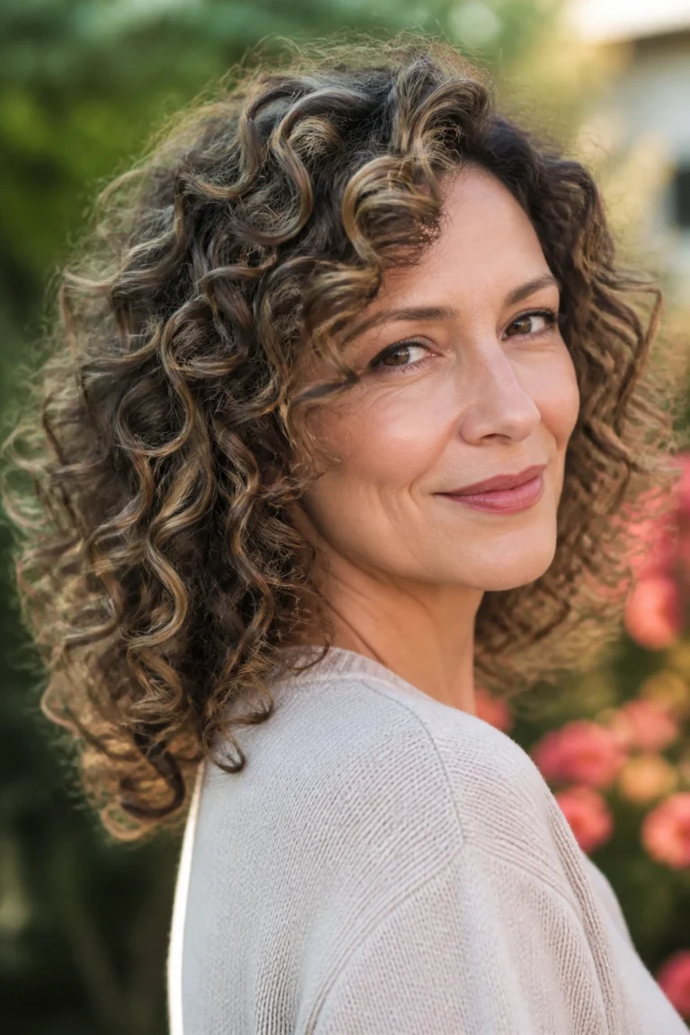 25 Over 40s Hairstyles for Curly Hair with Lowlights