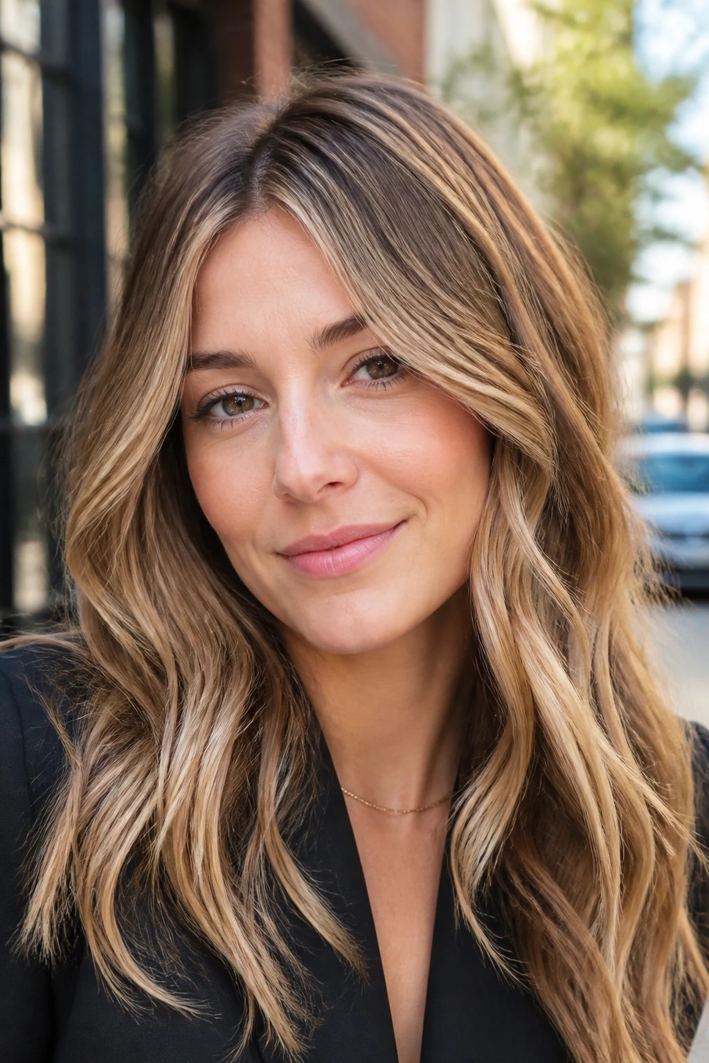 Close-up of a real person with dirty blonde bronde in midday sun