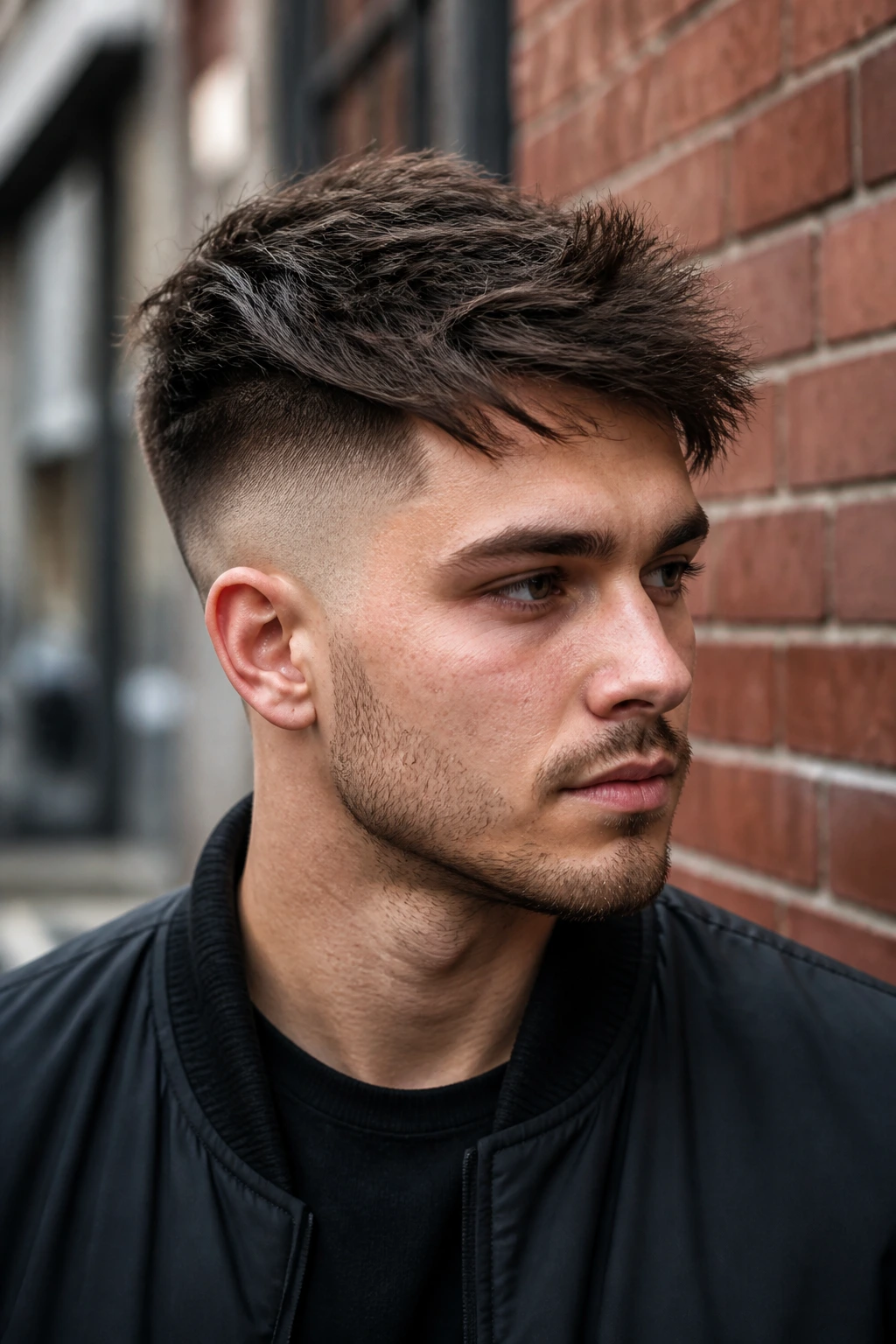 Portrait of a man with Disconnected Undercut with Textured Top hairstyle