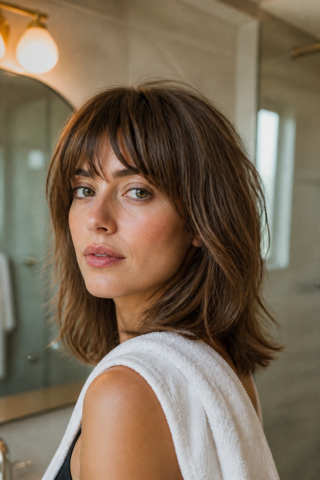 Close-up portrait of a real person with dry hair in warm light