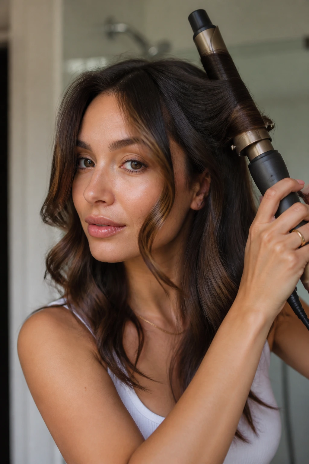 Close-up of a real person with quick waves on the front pieces