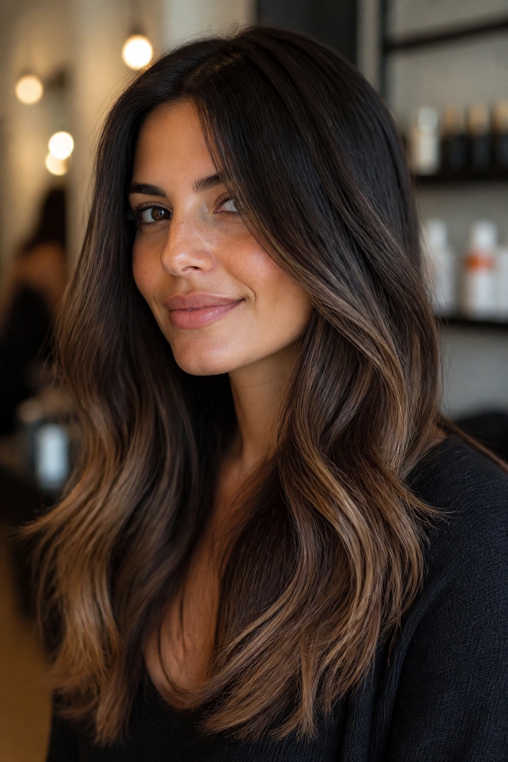 Real brunette with espresso to mocha gradient for dimensional depth